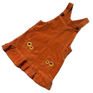 Gymboree Orange Kids Overall Dress with Sunflower Pockets